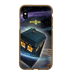 Чехол iPhone XS Max матовый Police Box, цвет: 3D-коричневый