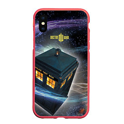 Чехол iPhone XS Max матовый Police Box, цвет: 3D-красный