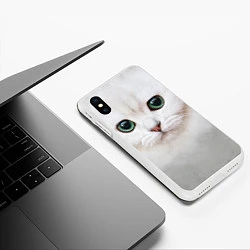 Чехол iPhone XS Max матовый Белый котик, цвет: 3D-белый — фото 2