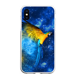 Чехол iPhone XS Max матовый Космический попугай, цвет: 3D-белый