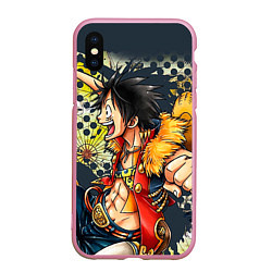 Чехол iPhone XS Max матовый One Piece, цвет: 3D-розовый