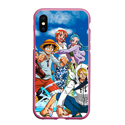 Чехол iPhone XS Max матовый One Piece, цвет: 3D-малиновый