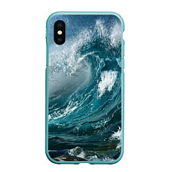 Чехол iPhone XS Max матовый Волна, цвет: 3D-мятный