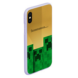 Чехол iPhone XS Max матовый Minecraft Sssss, цвет: 3D-светло-сиреневый — фото 2