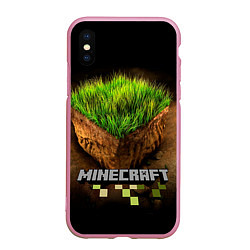 Чехол iPhone XS Max матовый Майнкрафт, цвет: 3D-розовый