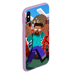 Чехол iPhone XS Max матовый Minecraft Man, цвет: 3D-сиреневый — фото 2