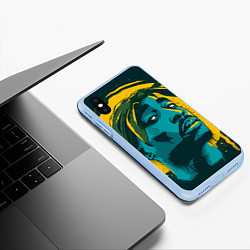 Чехол iPhone XS Max матовый 2Pac Shakur, цвет: 3D-голубой — фото 2