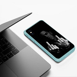 Чехол iPhone XS Max матовый Eminem Fuck, цвет: 3D-мятный — фото 2