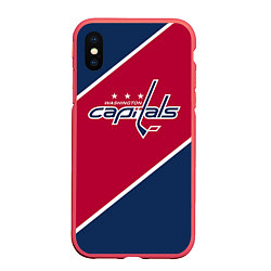 Чехол iPhone XS Max матовый Washington capitals, цвет: 3D-красный