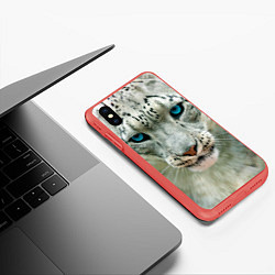 Чехол iPhone XS Max матовый Снежный барс, цвет: 3D-красный — фото 2