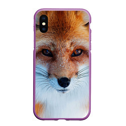 Чехол iPhone XS Max матовый Взгляд лисы, цвет: 3D-фиолетовый