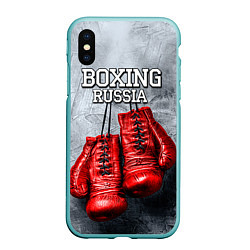 Чехол iPhone XS Max матовый Boxing Russia, цвет: 3D-мятный