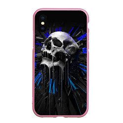 Чехол iPhone XS Max матовый Череп, цвет: 3D-розовый