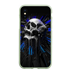 Чехол iPhone XS Max матовый Череп, цвет: 3D-салатовый