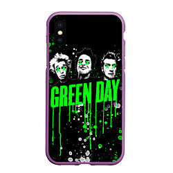 Чехол iPhone XS Max матовый Green Day: Acid Colour, цвет: 3D-фиолетовый