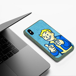 Чехол iPhone XS Max матовый Fallout: It's okey, цвет: 3D-темно-зеленый — фото 2