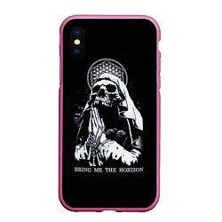 Чехол iPhone XS Max матовый BMTH: Skull Pray, цвет: 3D-малиновый