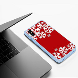 Чехол iPhone XS Max матовый Снежинки, цвет: 3D-голубой — фото 2