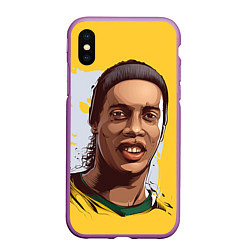 Чехол iPhone XS Max матовый Ronaldinho Art, цвет: 3D-фиолетовый