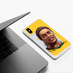 Чехол iPhone XS Max матовый Ronaldinho Art, цвет: 3D-белый — фото 2