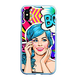 Чехол iPhone XS Max матовый Pop art, цвет: 3D-голубой