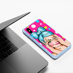 Чехол iPhone XS Max матовый POP ART, цвет: 3D-голубой — фото 2