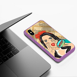 Чехол iPhone XS Max матовый POP ART, цвет: 3D-фиолетовый — фото 2