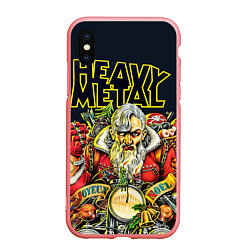 Чехол iPhone XS Max матовый Heavy Metal Santa, цвет: 3D-баблгам