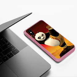 Чехол iPhone XS Max матовый Кунг фу панда, цвет: 3D-малиновый — фото 2