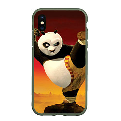 Чехол iPhone XS Max матовый Кунг фу панда, цвет: 3D-темно-зеленый
