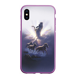 Чехол iPhone XS Max матовый Небесные лошади