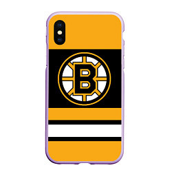 Чехол iPhone XS Max матовый Boston Bruins, цвет: 3D-сиреневый