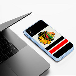 Чехол iPhone XS Max матовый Chicago Blackhawks, цвет: 3D-голубой — фото 2