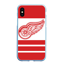 Чехол iPhone XS Max матовый Detroit Red Wings, цвет: 3D-голубой