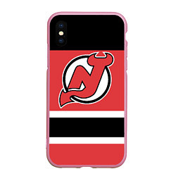 Чехол iPhone XS Max матовый New Jersey Devils, цвет: 3D-розовый