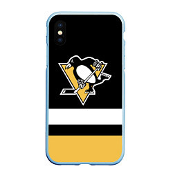 Чехол iPhone XS Max матовый Pittsburgh Penguins: Black, цвет: 3D-голубой