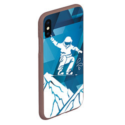 Чехол iPhone XS Max матовый Горы и сноубордист, цвет: 3D-коричневый — фото 2