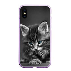 Чехол iPhone XS Max матовый Голубоглазый котенок, цвет: 3D-сиреневый