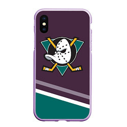 Чехол iPhone XS Max матовый Anaheim Ducks Selanne, цвет: 3D-сиреневый