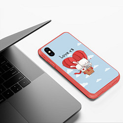 Чехол iPhone XS Max матовый Влюбленные на шаре, цвет: 3D-красный — фото 2
