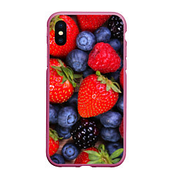 Чехол iPhone XS Max матовый Berries, цвет: 3D-малиновый