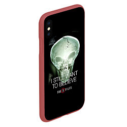 Чехол iPhone XS Max матовый X-files: Alien skull, цвет: 3D-красный — фото 2