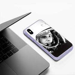 Чехол iPhone XS Max матовый Юрий Гагарин, цвет: 3D-светло-сиреневый — фото 2