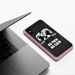 Чехол iPhone XS Max матовый No pain, no gain, цвет: 3D-розовый — фото 2