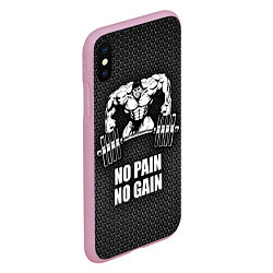 Чехол iPhone XS Max матовый No pain, no gain, цвет: 3D-розовый — фото 2