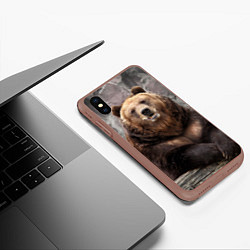 Чехол iPhone XS Max матовый Русский медведь, цвет: 3D-коричневый — фото 2