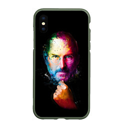 Чехол iPhone XS Max матовый Стив Джобс, цвет: 3D-темно-зеленый