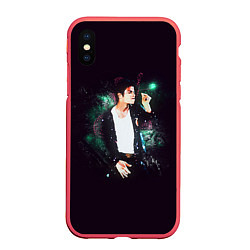 Чехол iPhone XS Max матовый Michael Jackson, цвет: 3D-красный