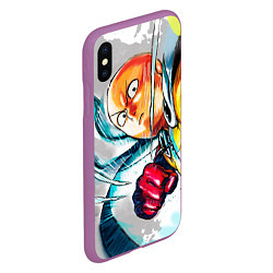 Чехол iPhone XS Max матовый One Punch Man Rage, цвет: 3D-фиолетовый — фото 2