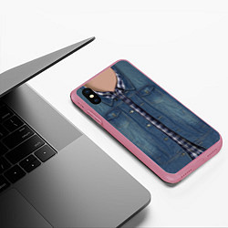 Чехол iPhone XS Max матовый Джинсовка, цвет: 3D-малиновый — фото 2